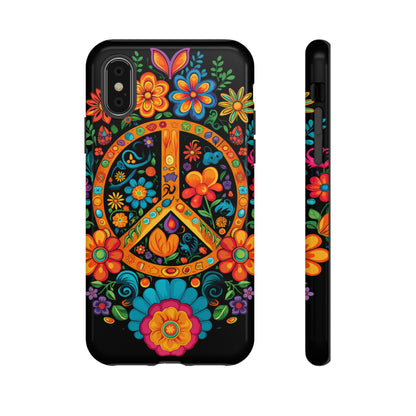 Peace Sign Embroidery Floral Hippie Style Phone Case