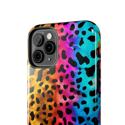 Kaleidoscopic Wild: Psychedelic Rainbow Leopard Print | Dazzling iPhone Case