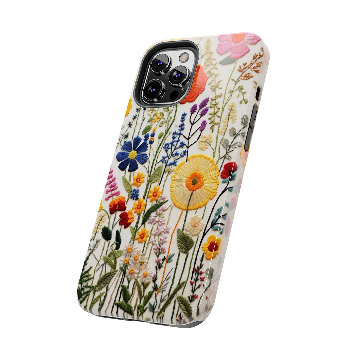 Wildflowers Floral Embroidery iPhone Case