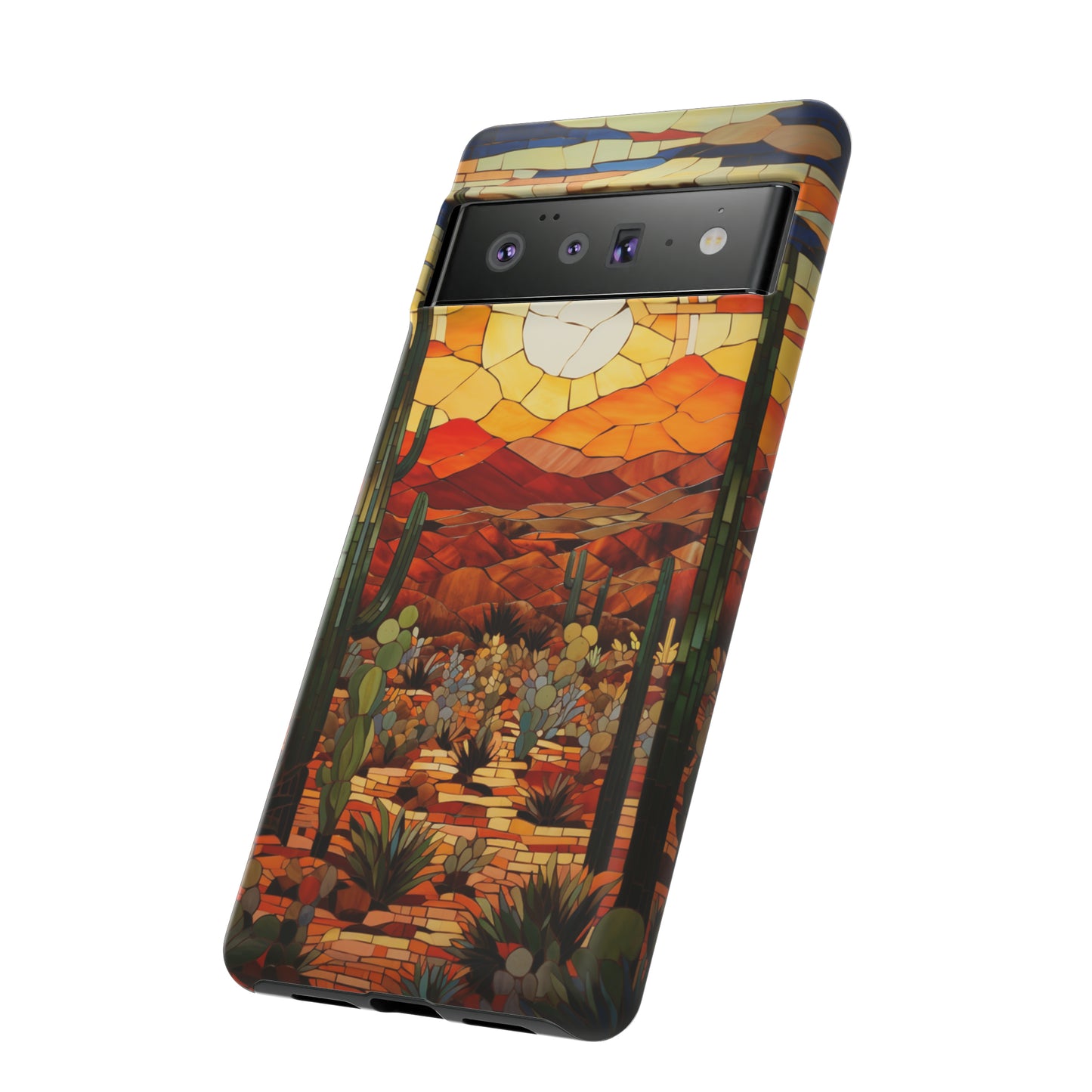 Desert Sunset Cactus Mosaic Tile