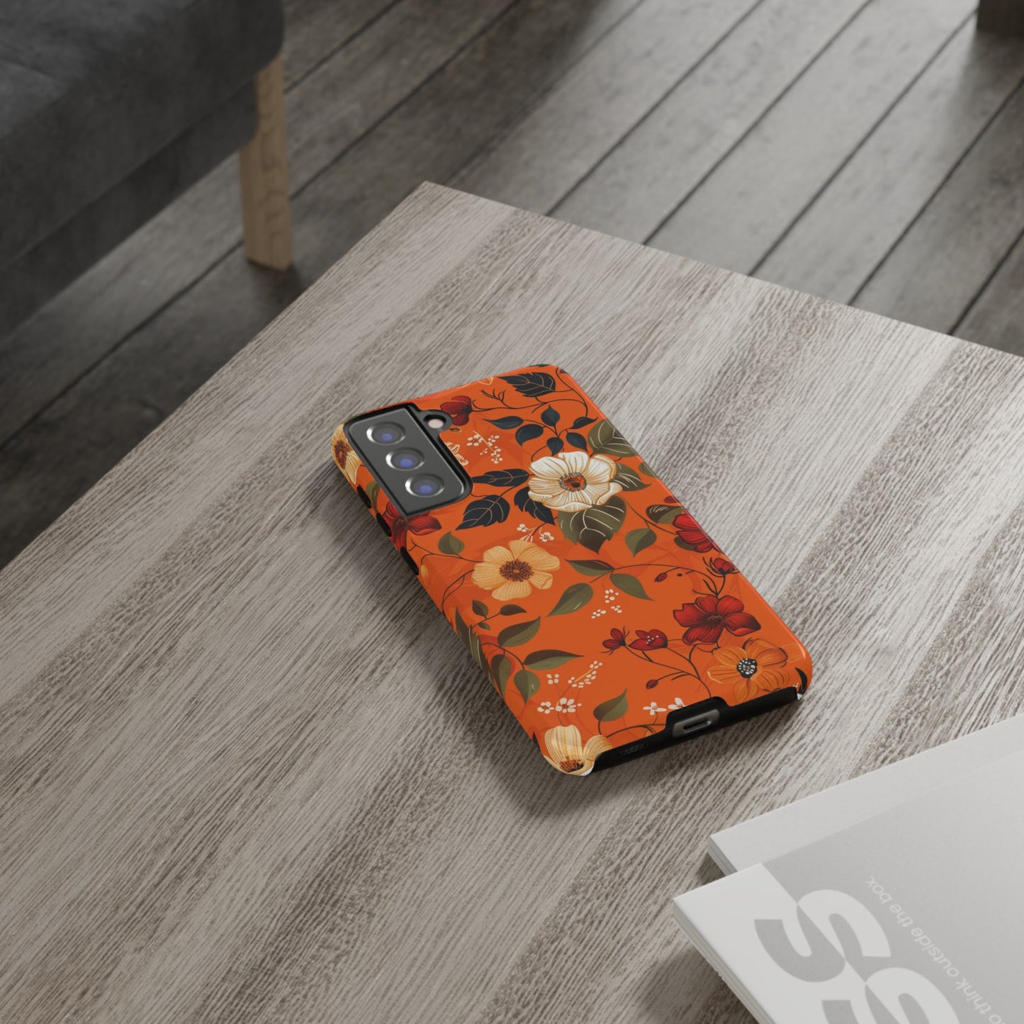 Orange Floral Phone Tough Case