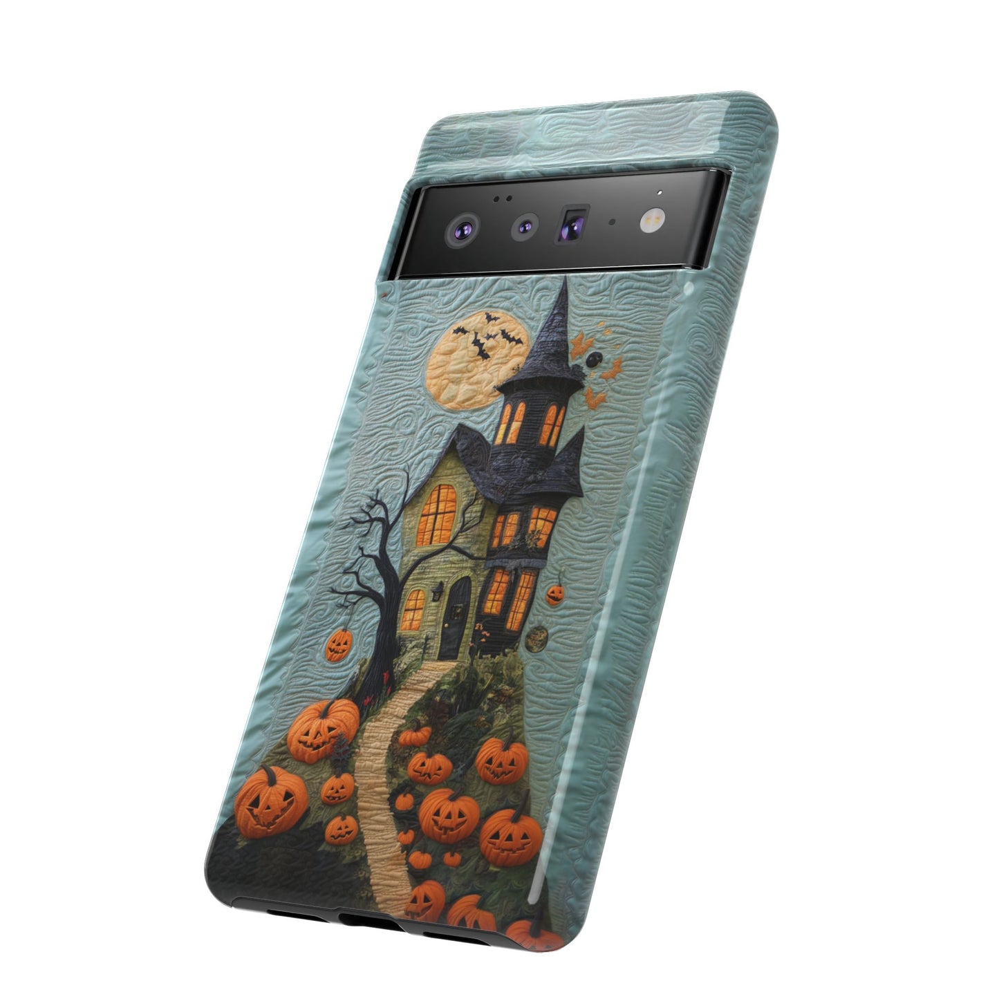 Halloween Haunted House Vintage Embroidery Style Phone Cover