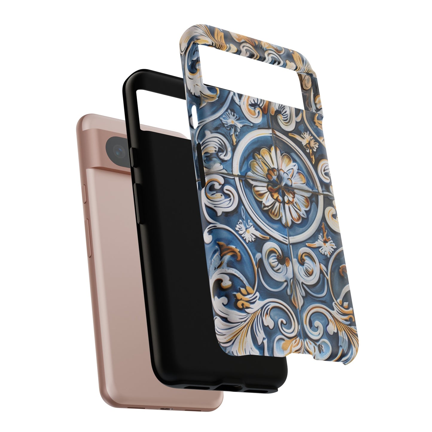 Azulejo Porcelain Blue & Creamy White Tile Mediterranean Design Phone Case