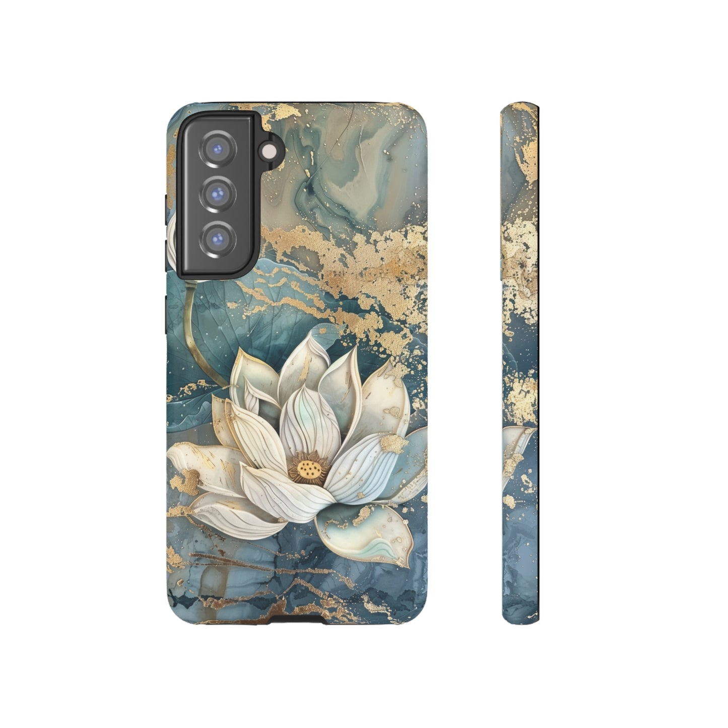 Zen Stained Glass Marble Lotus Floral Design Phone Case