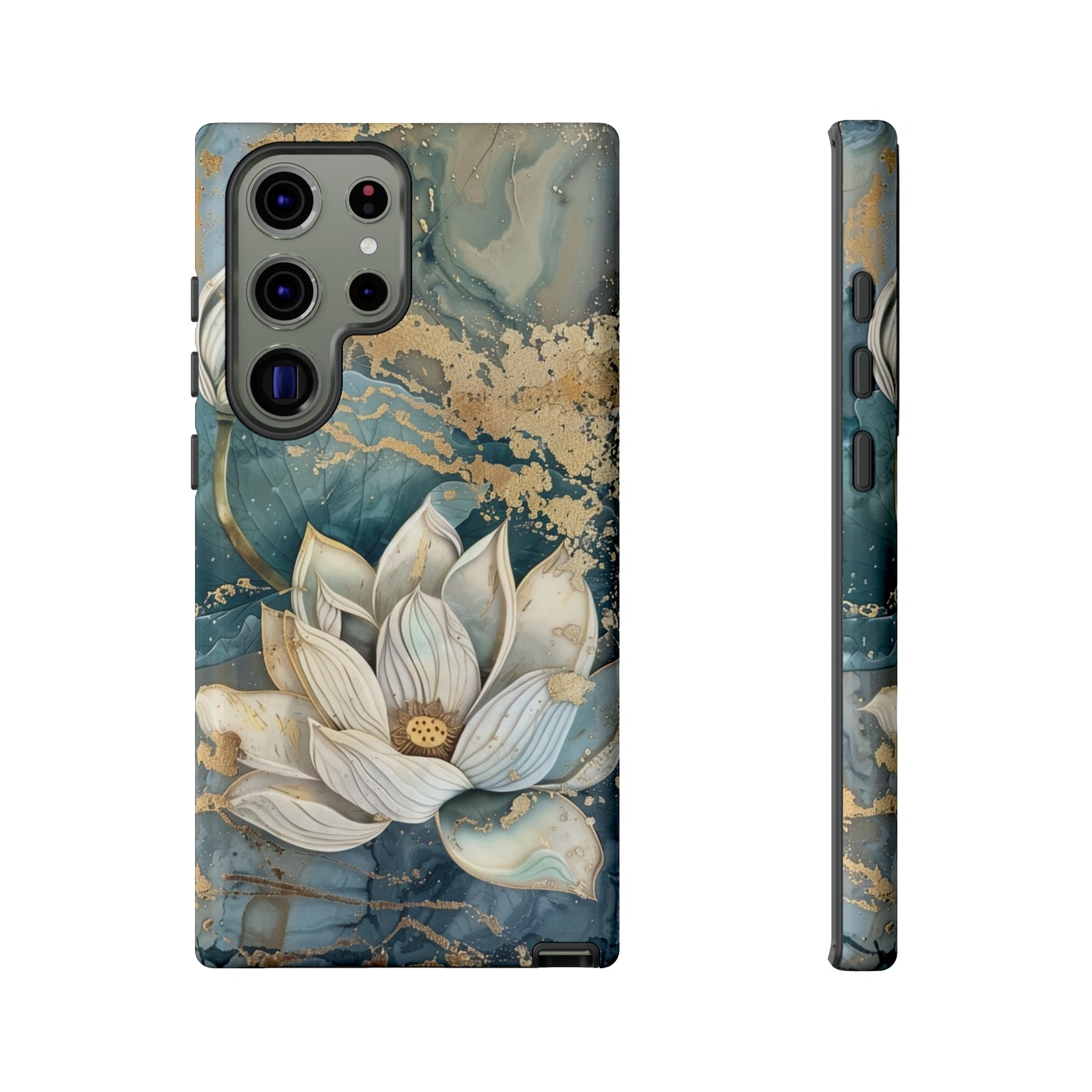 Zen Stained Glass Marble Lotus Floral Design Phone Case