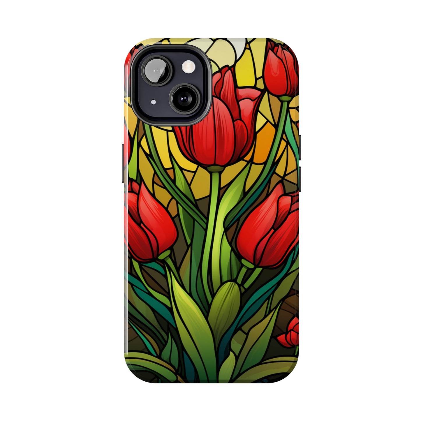 Stained Glass Tulip Floral Aesthetic iPhone Case | Embrace the Beauty of Nature in Full Bloom