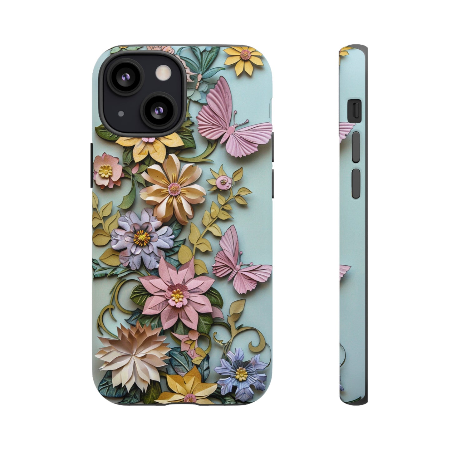 Pastel Pink Butterflies and Flowers iPhone Case