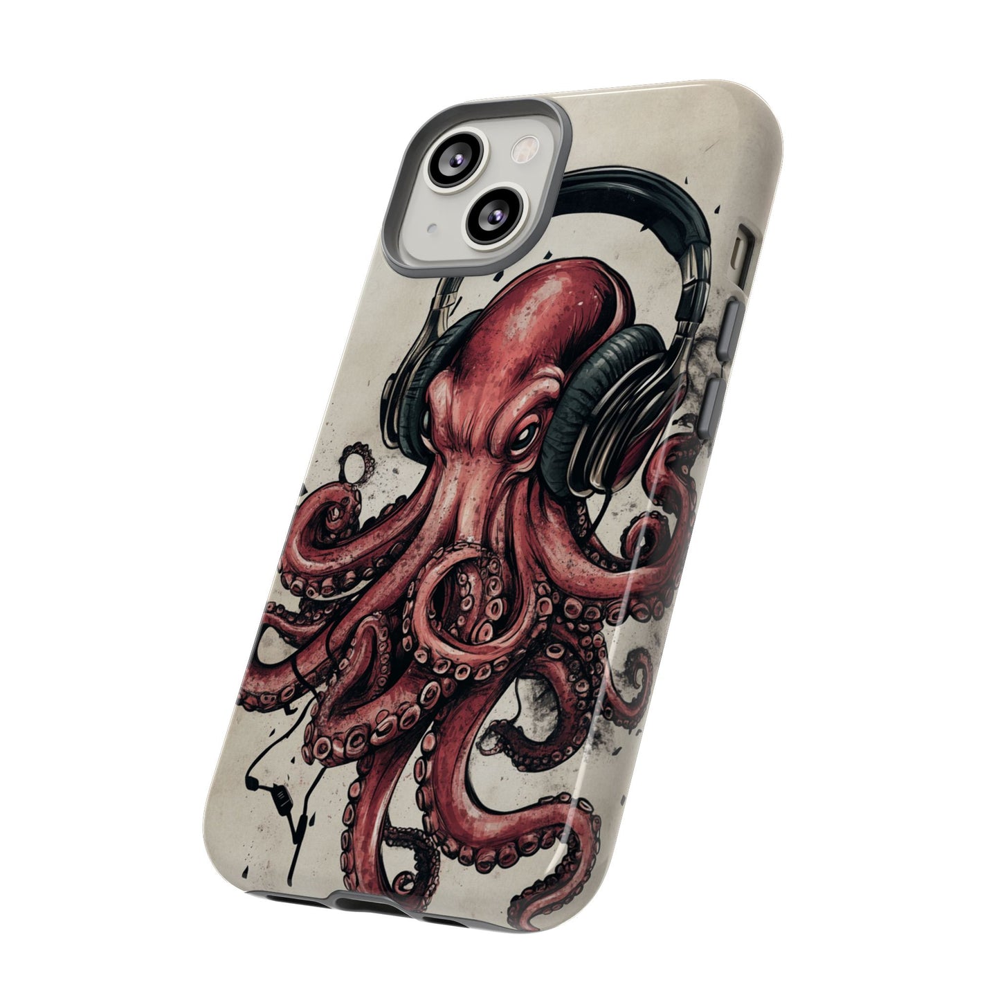 Retro Style Japanese Octopus Listening to Headphones Phone Cover