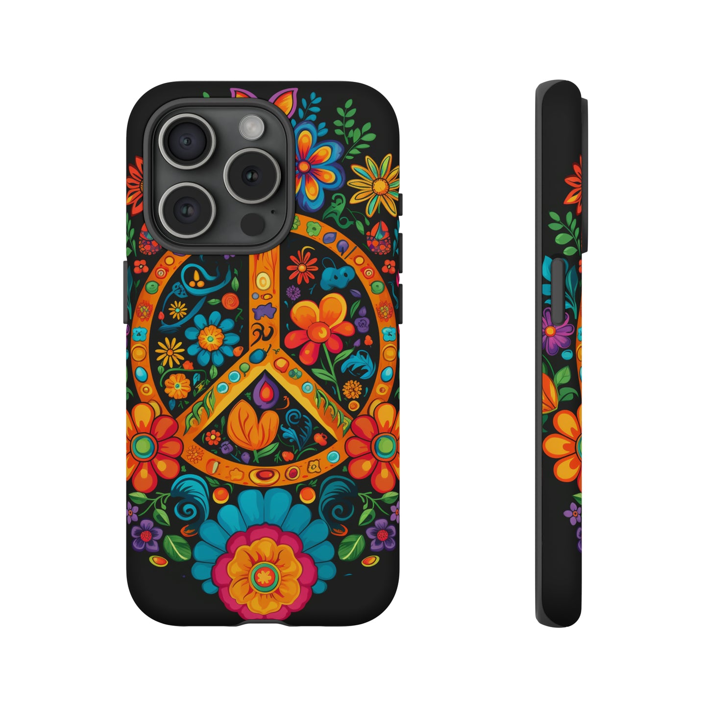 Peace Sign Embroidery Floral Hippie Style Phone Case