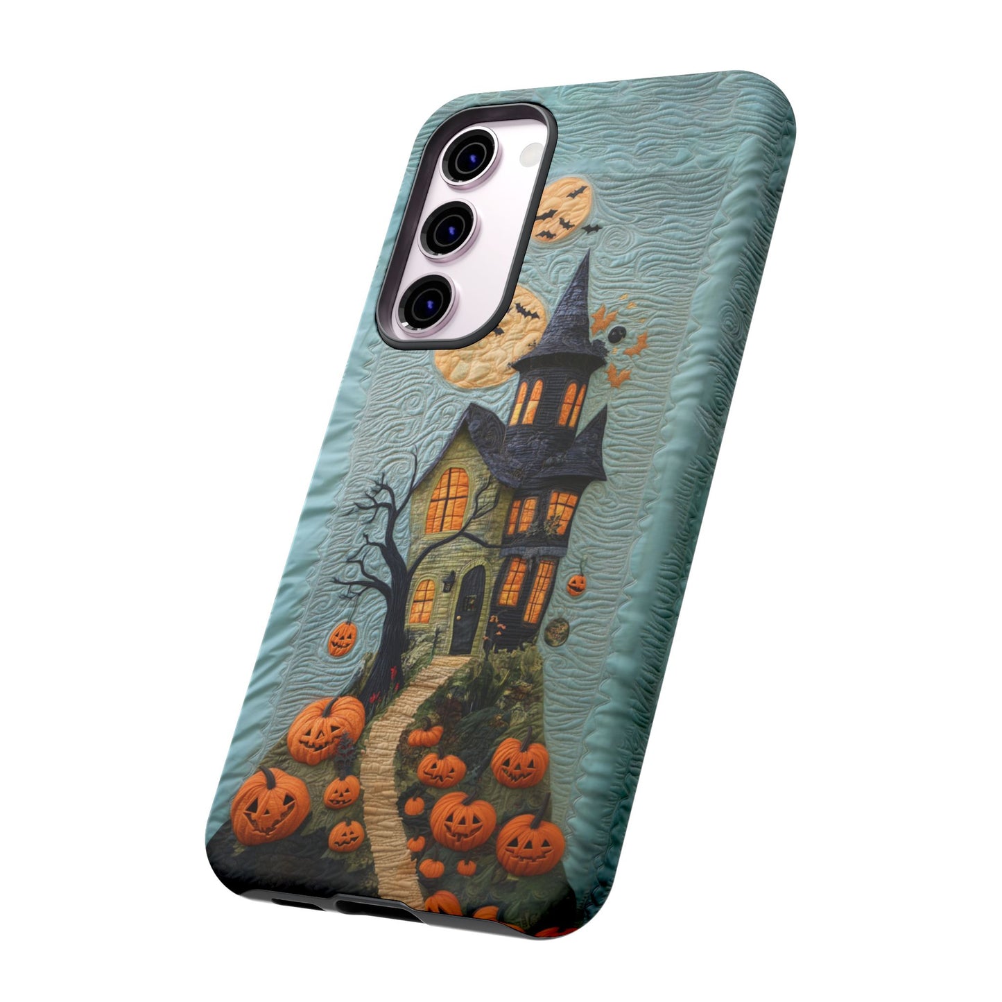 Halloween Haunted House Vintage Embroidery Style Phone Cover