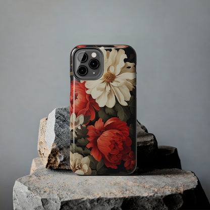 Vintage Floral Aesthetic Phone Tough Case | Antique Elegance for iPhone