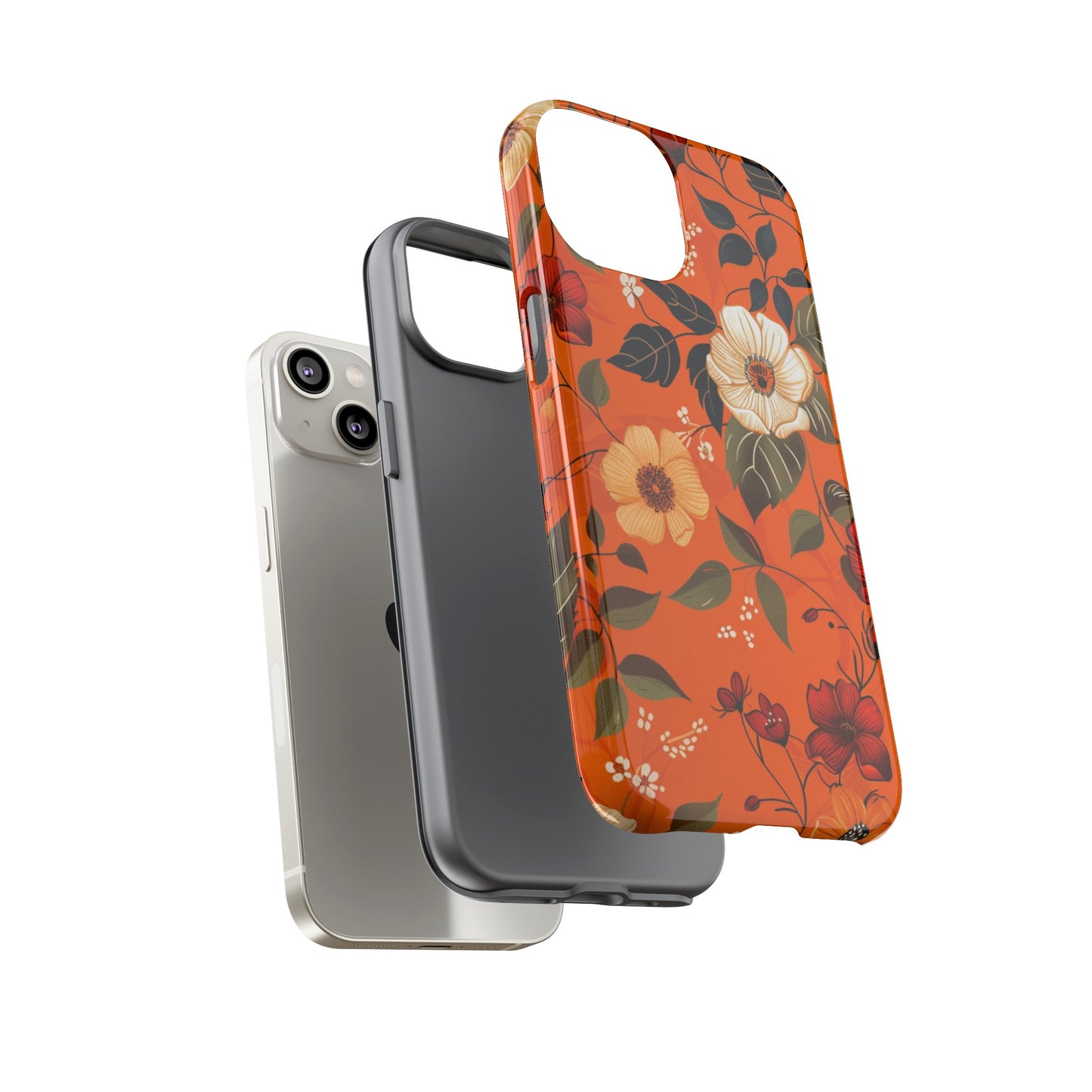 Orange Floral Phone Tough Case