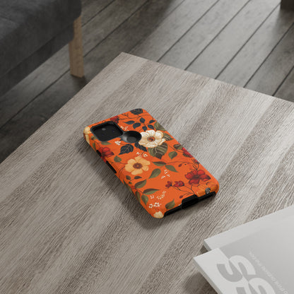 Orange Floral Phone Tough Case