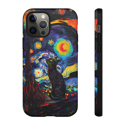 Starry Night Black Cat Van Gogh Painting Art Phone Case