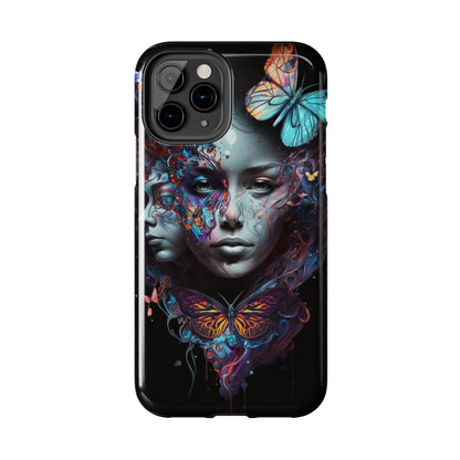 Synthwave Butterfly Girl Trippy Fantasy Art iPhone Case | Embrace the Futuristic Vibe with Whimsical Artistry