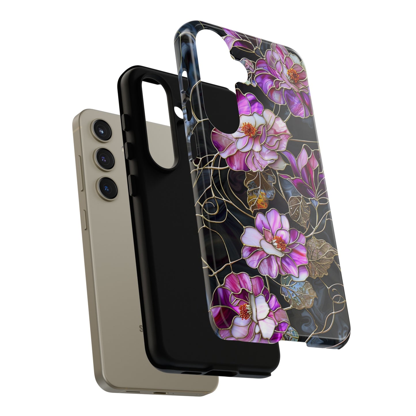 Magenta Color Floral Stained Glass Phone Case