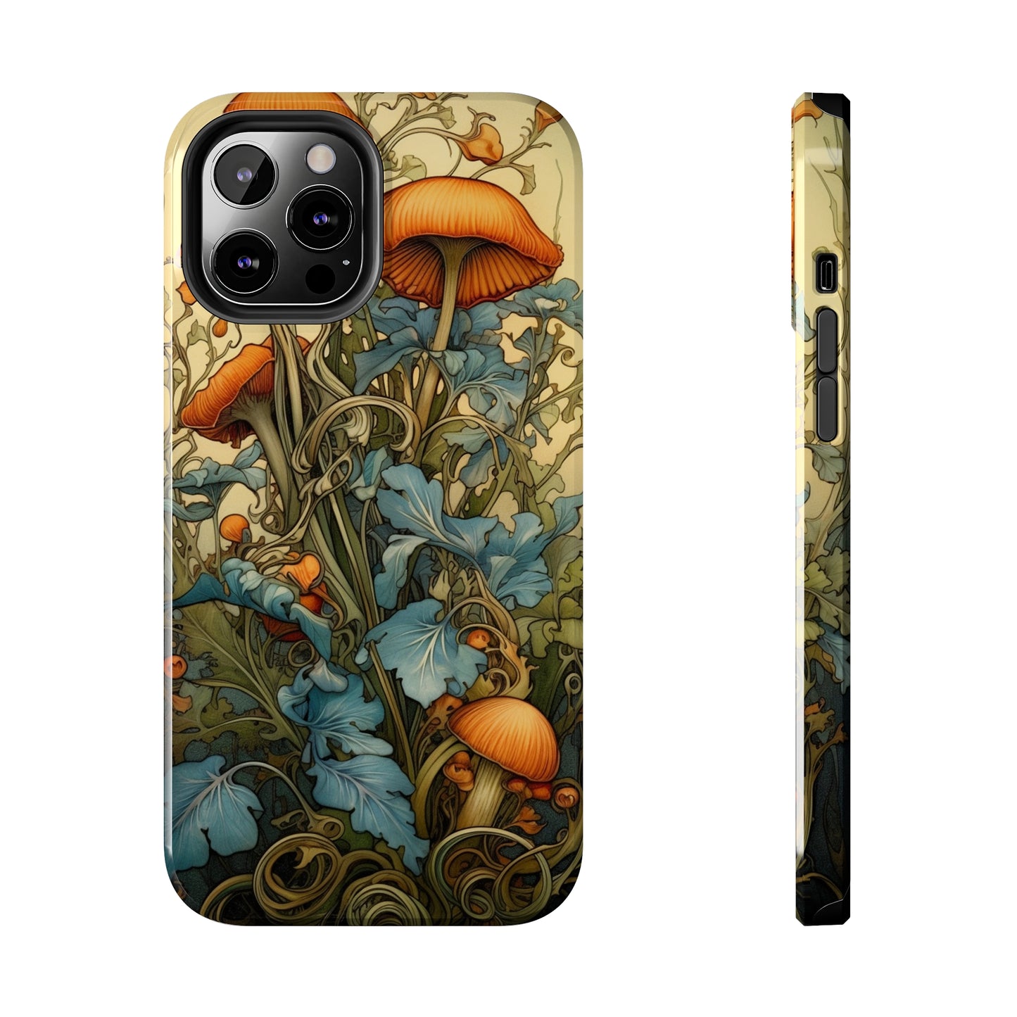 Vintage Mushroom iPhone Case Floral Aesthetic Art Nouveau Retro Phone Tough Case iPhone 14 Plus 13 12 7 8 SE Hippie Boho Style