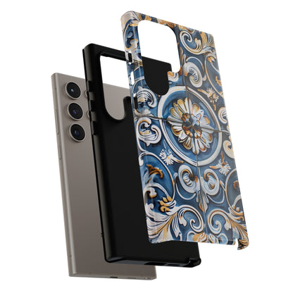 Azulejo Porcelain Blue & Creamy White Tile Mediterranean Design Phone Case