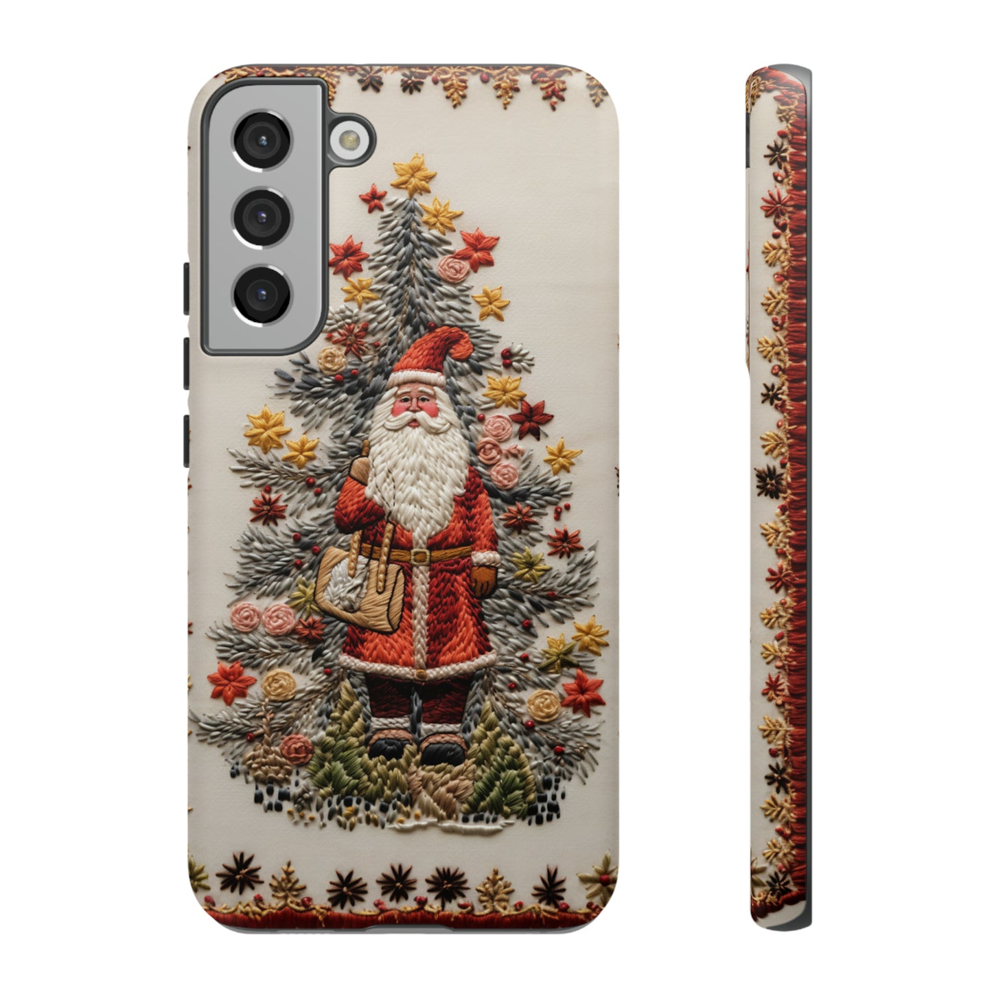 Vintage Embroidery Christmas Santa Phone Case