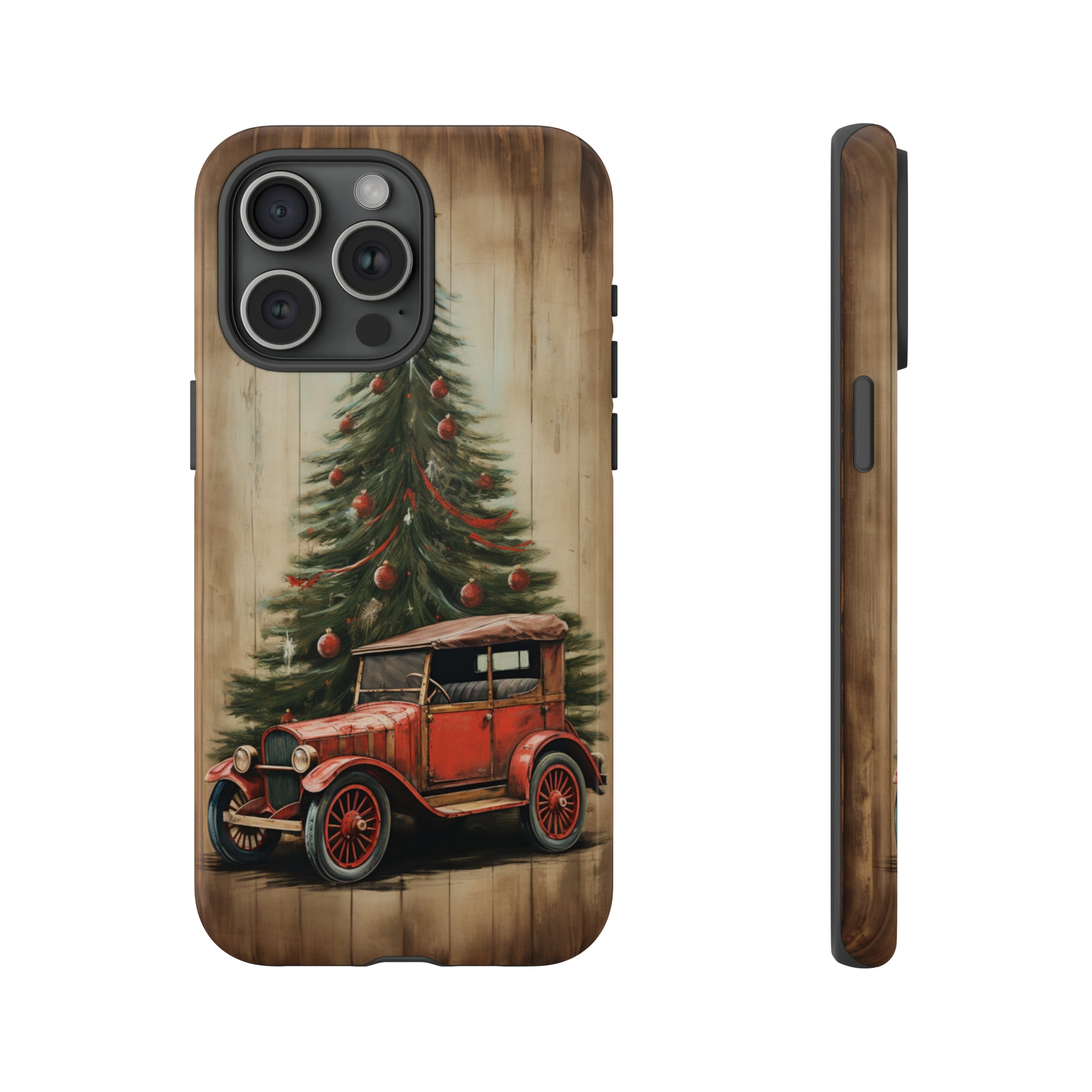 Classic car with Christmas theme case for iPhone 15