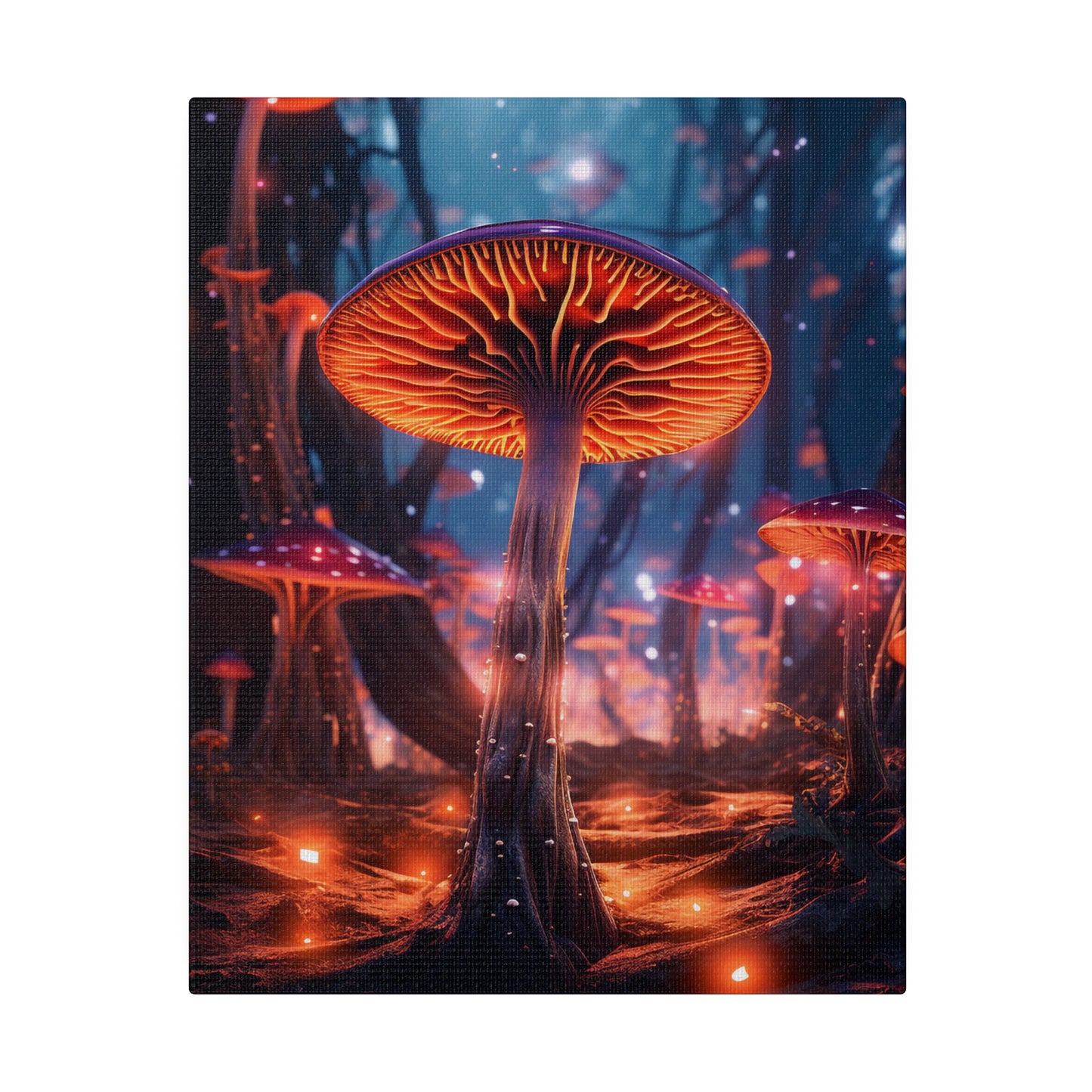 Enchanting Magic Mushroom Psychedelic Forest Bioluminescence - Matte Canvas, Stretched