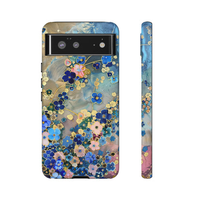 Forget Me Nots Gold Color Splash Floral Design Phone Case