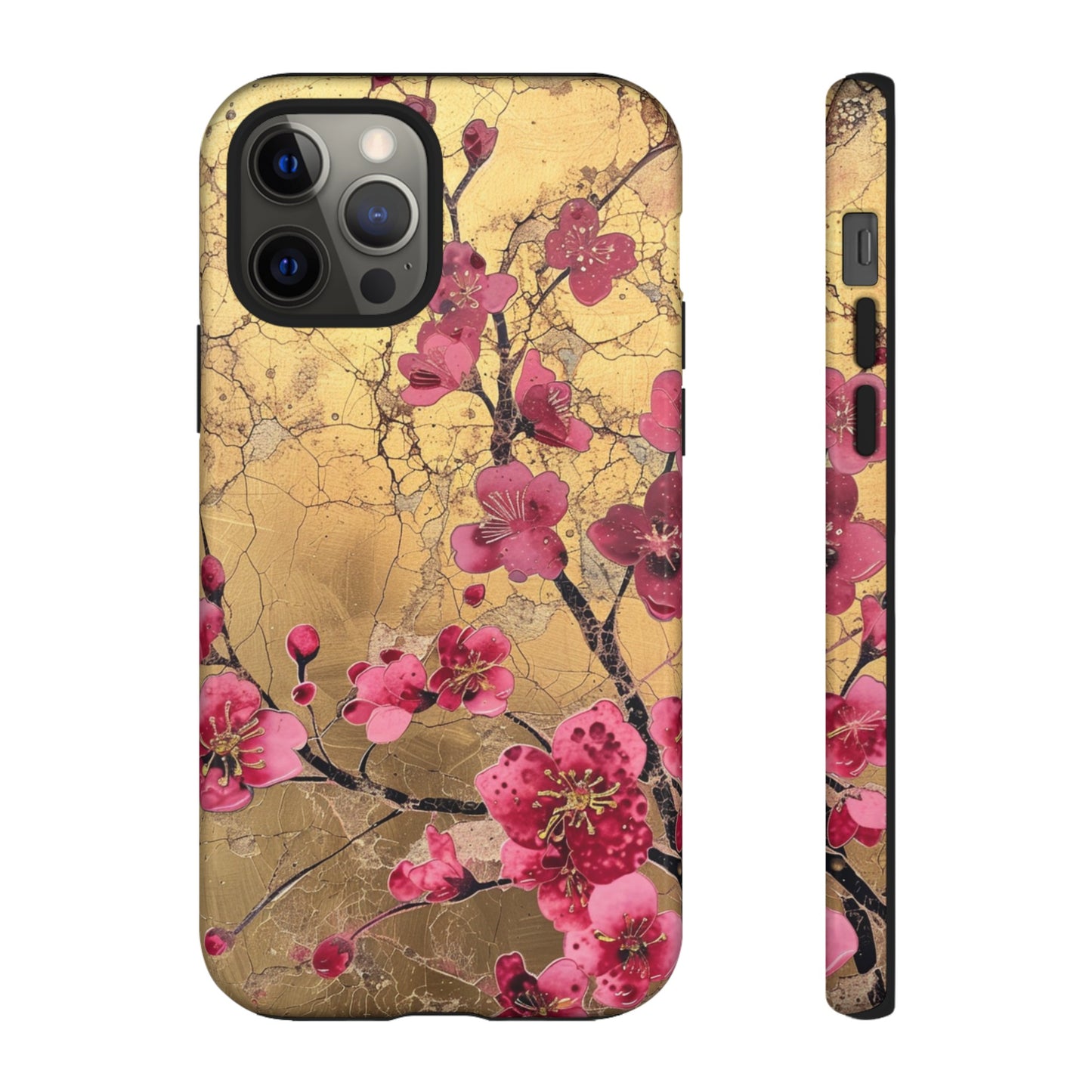 Pink Forget Me Nots Gold Floral Phone Case