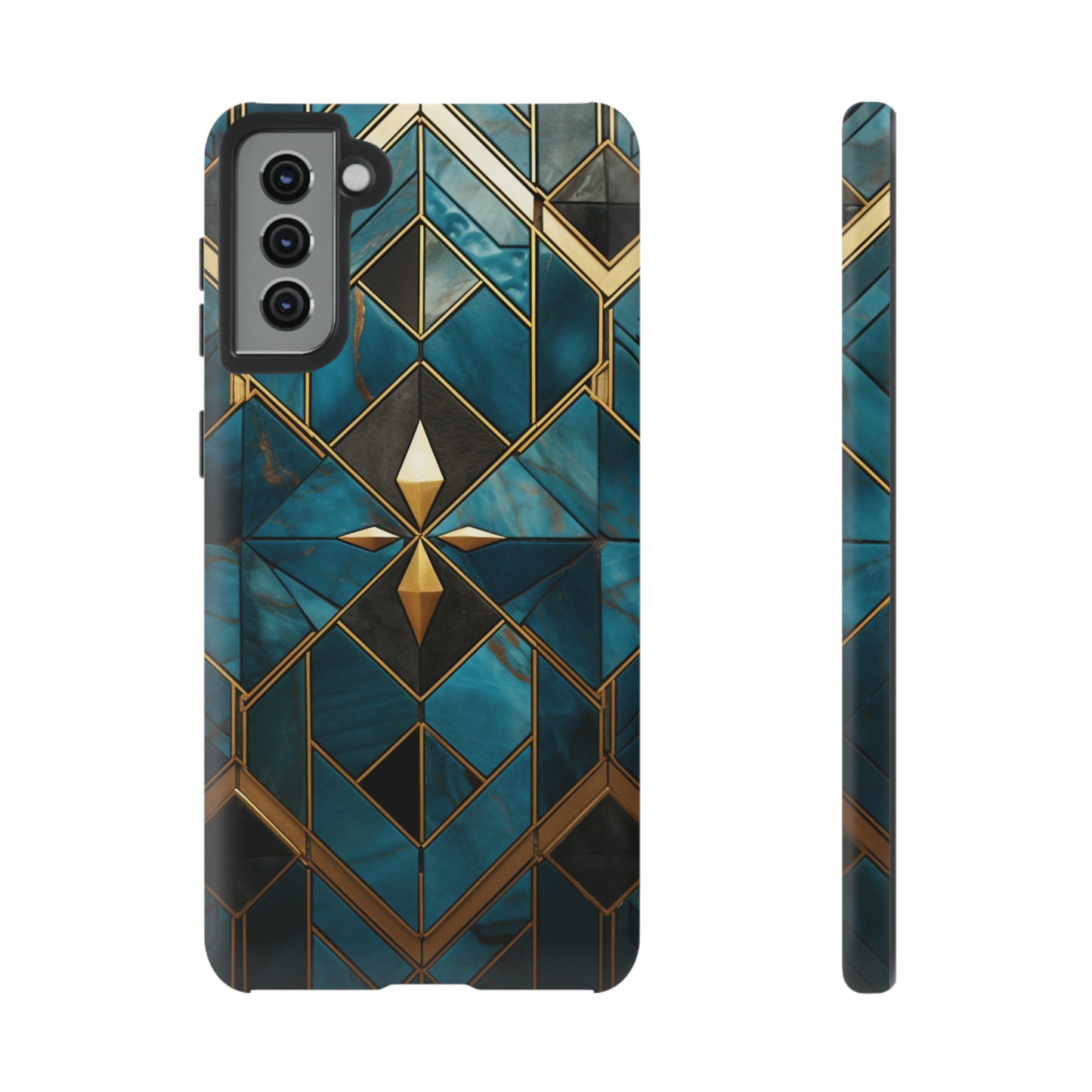 Gold and Blue Marble Mosaic Phone Case