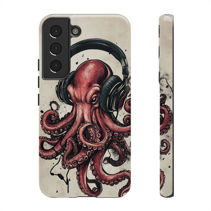 Retro Style Japanese Octopus Listening to Headphones Phone Cover