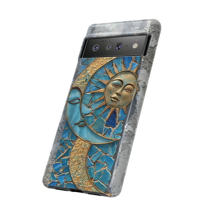 Boho Sun and Moon Mosaic Tile Stained Glass Phone Case