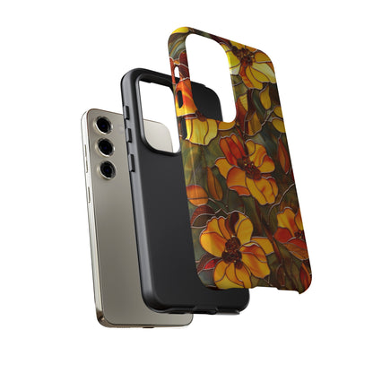 Orange Floral Phone Case Stained Glass Style