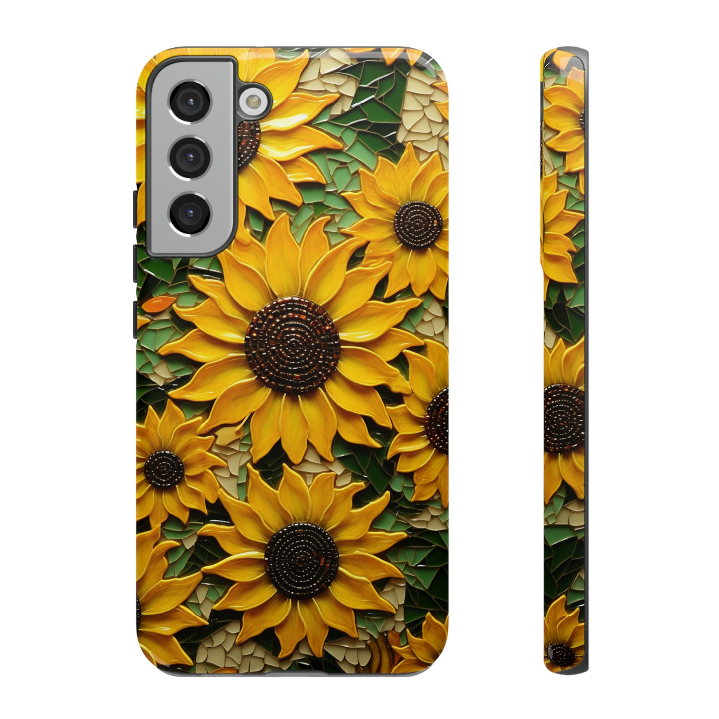 Sunflower Floral Color Explosion Mosaic Glass