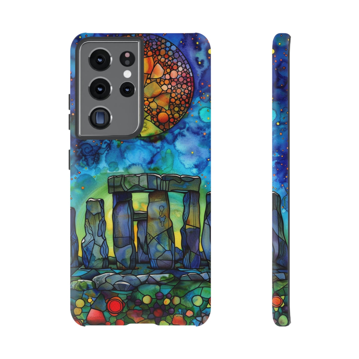 Stonehenge Neolithic Full Moon Stained Glass Watercolor Phone Cover