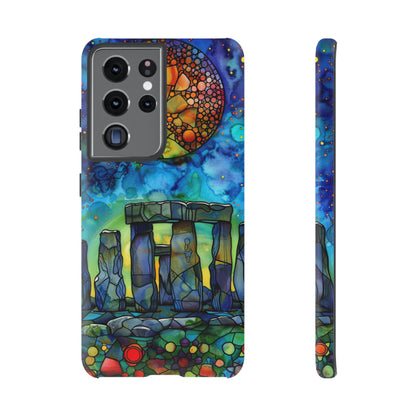 Stonehenge Neolithic Full Moon Stained Glass Watercolor Phone Cover