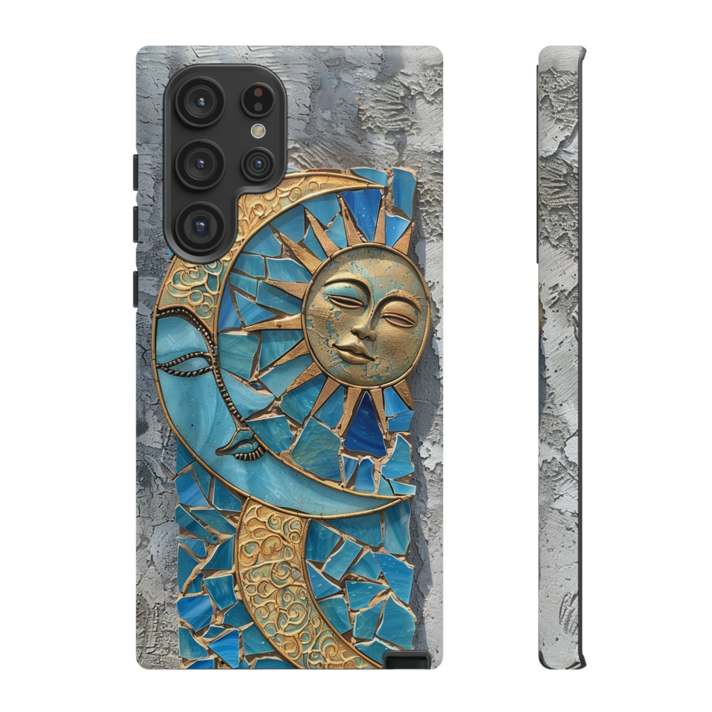 Boho Sun and Moon Mosaic Tile Stained Glass Phone Case