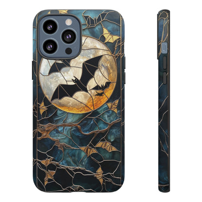 Halloween Phone Case Bats Stained Glass Style Spooky Moon Phone Cover