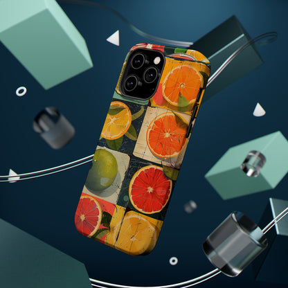 Italian Tile Citrus Fruit Abstract Floral Summer Style MagSafe Phone Case