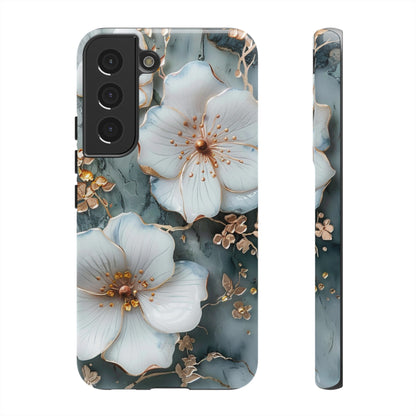 White Flower on Marble Stone  Phone Case