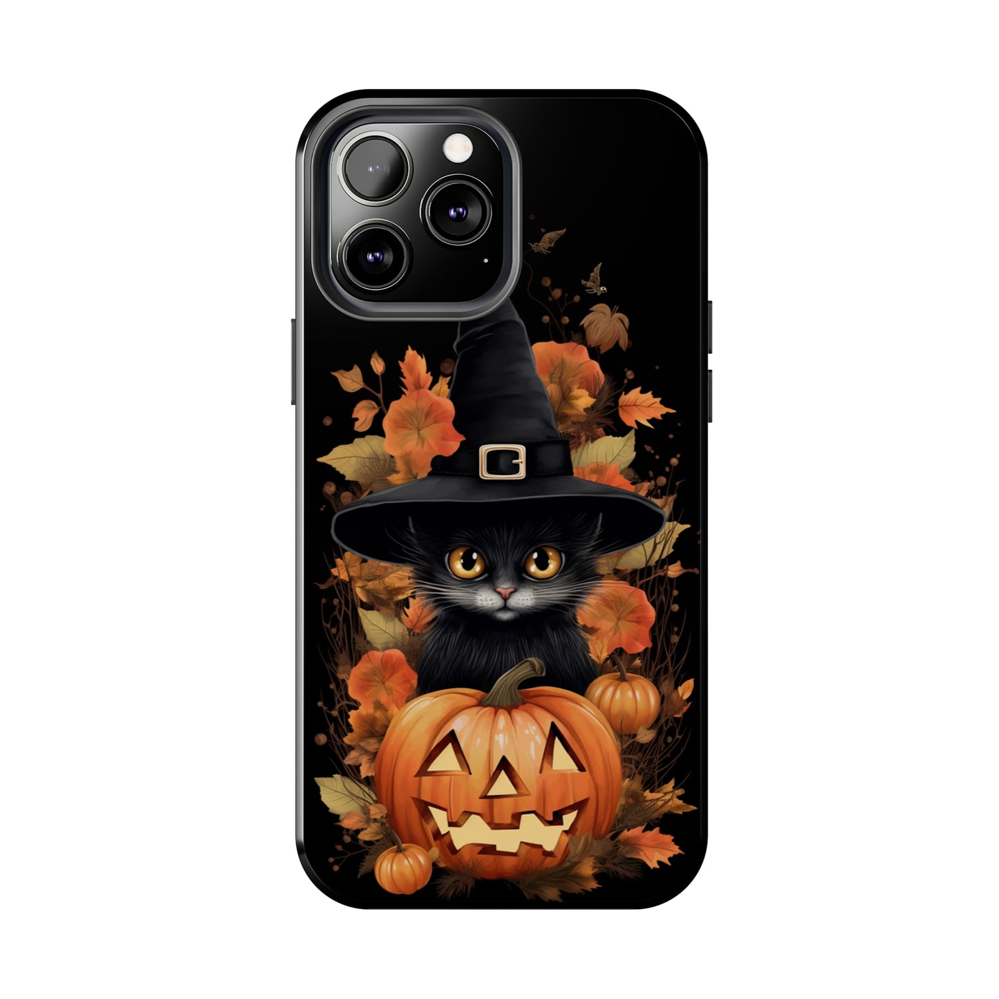 Trick or Treat Delight: Adorable Witch Cat Halloween Celebration | Whimsical iPhone Case