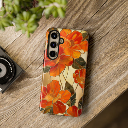 Orange Floral Phone Case Stained Glass Flower Aesthetic