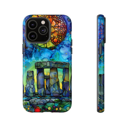 Stonehenge Neolithic Full Moon Stained Glass Watercolor Phone Cover