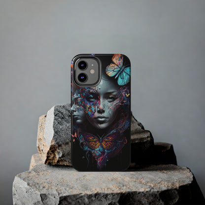 Synthwave Butterfly Girl Trippy Fantasy Art iPhone Case | Embrace the Futuristic Vibe with Whimsical Artistry