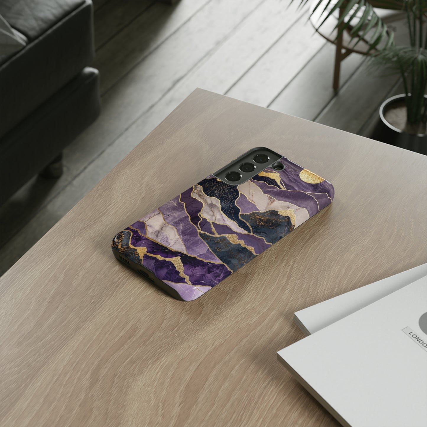 Abstract Purple Gold Mountain Phone Case