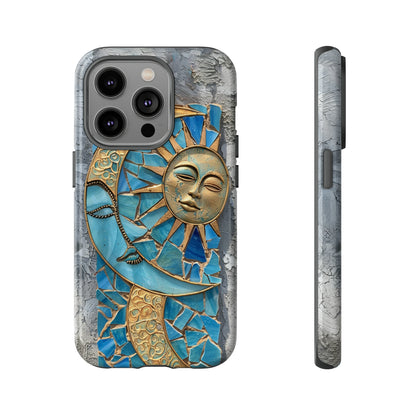 Boho Sun and Moon Mosaic Tile Stained Glass Phone Case