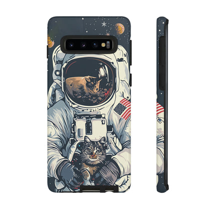 The Astronaut and the Cosmic Cat Phone Case