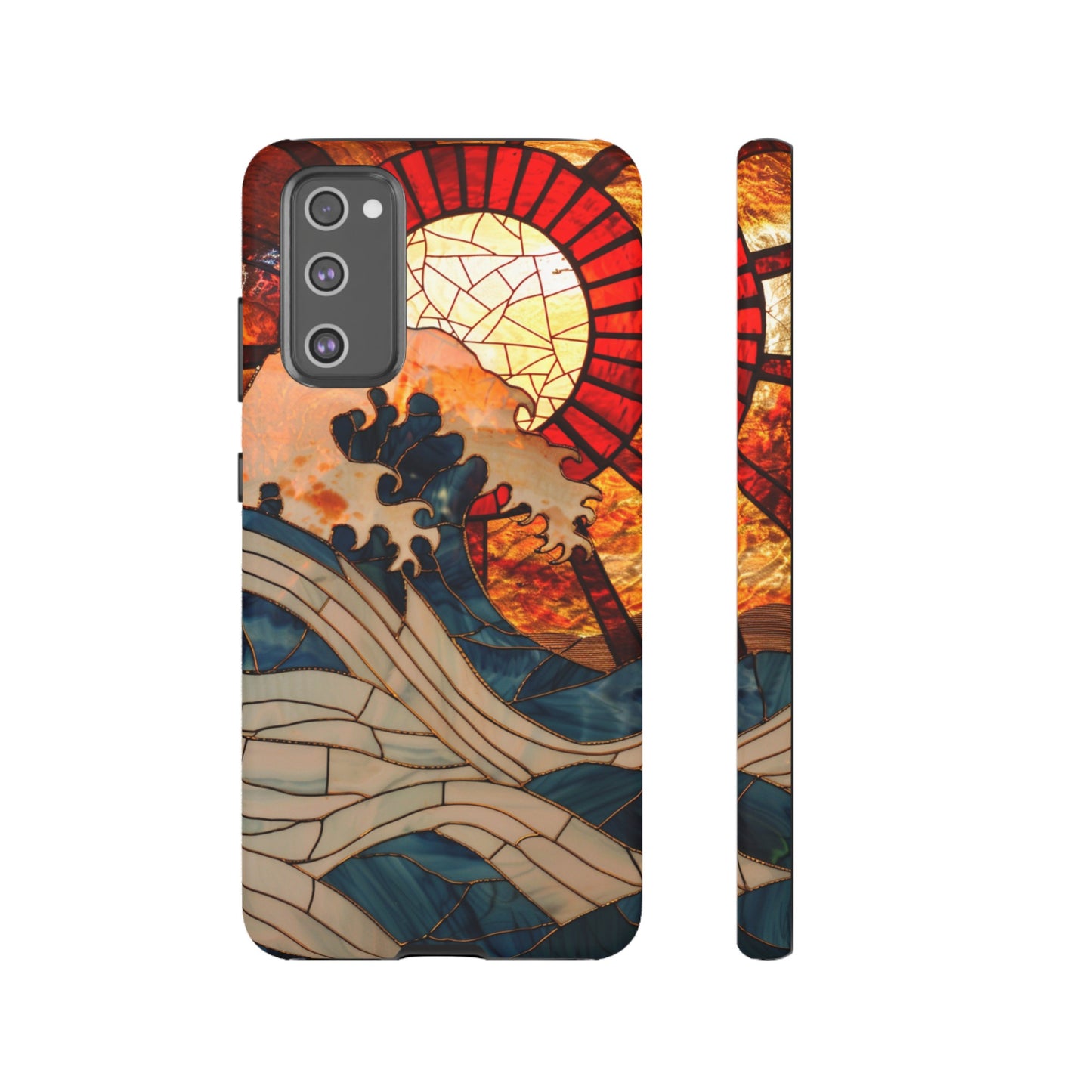 Japanese Rising Sun Phone Case Stained Glass Ocean Wave