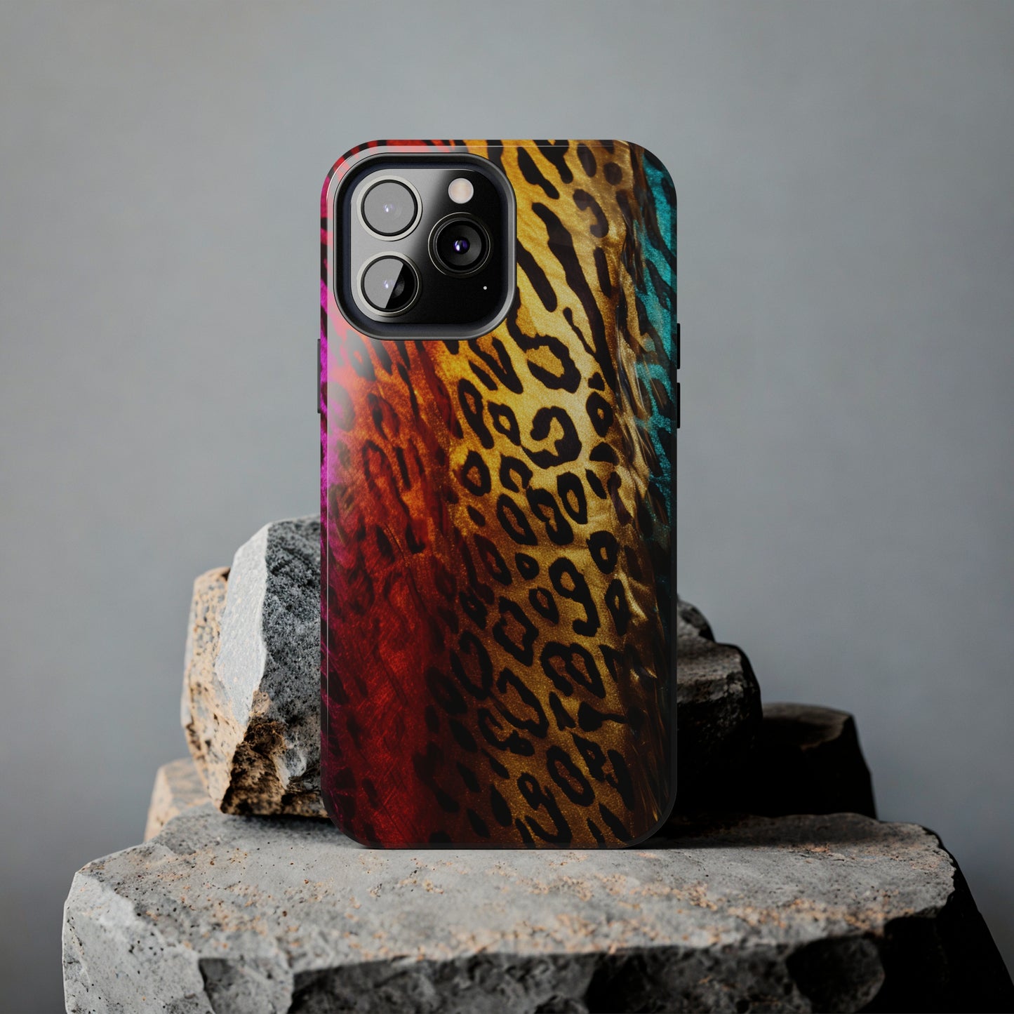 Kaleidoscopic Wild: Psychedelic Rainbow Leopard Print | Dazzling iPhone Case