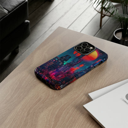 Cyberpunk Full Moon Cityscape Phone Case