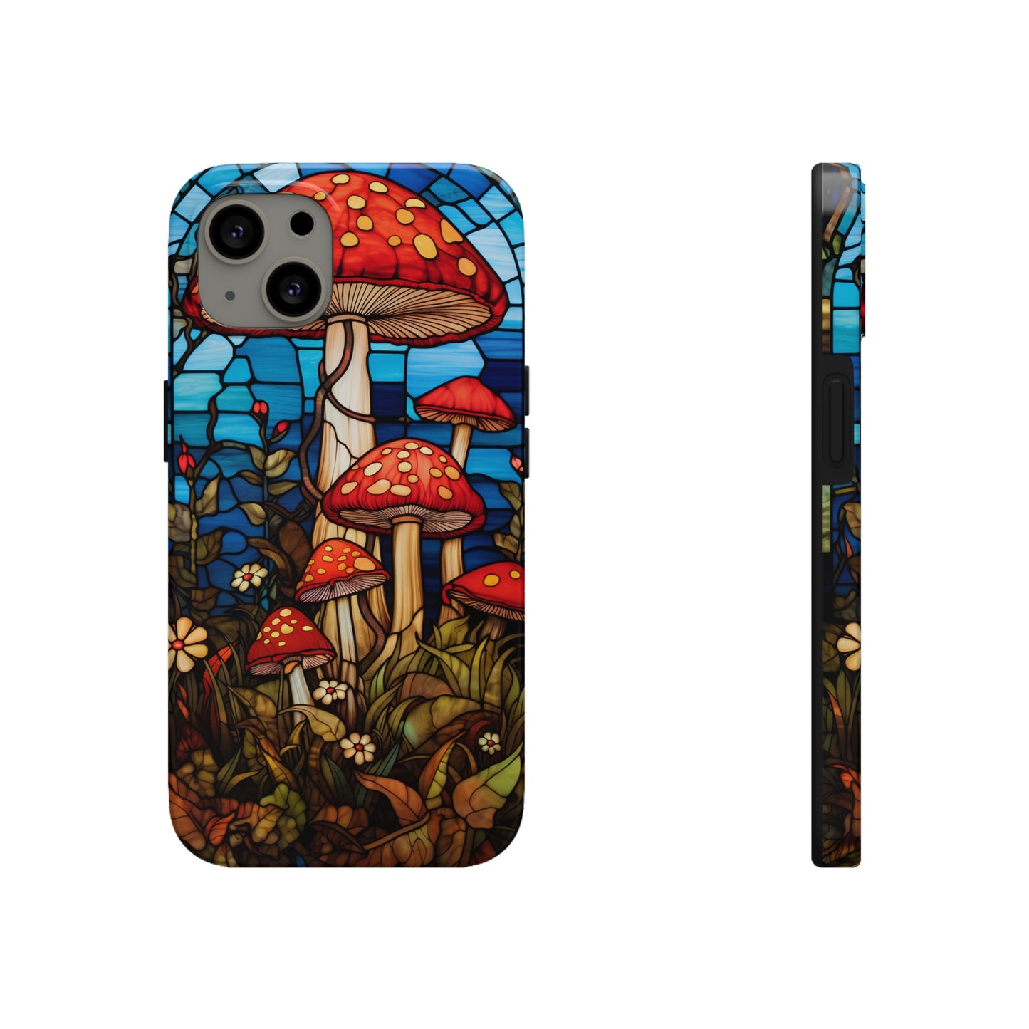 Stained Glass Mushroom Garden iPhone Case | Embrace Whimsical Beauty and Nature's Delight