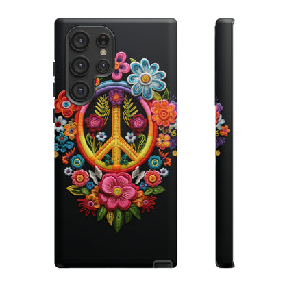 Peace Sign Embroidery Floral Hippie Style Phone Case